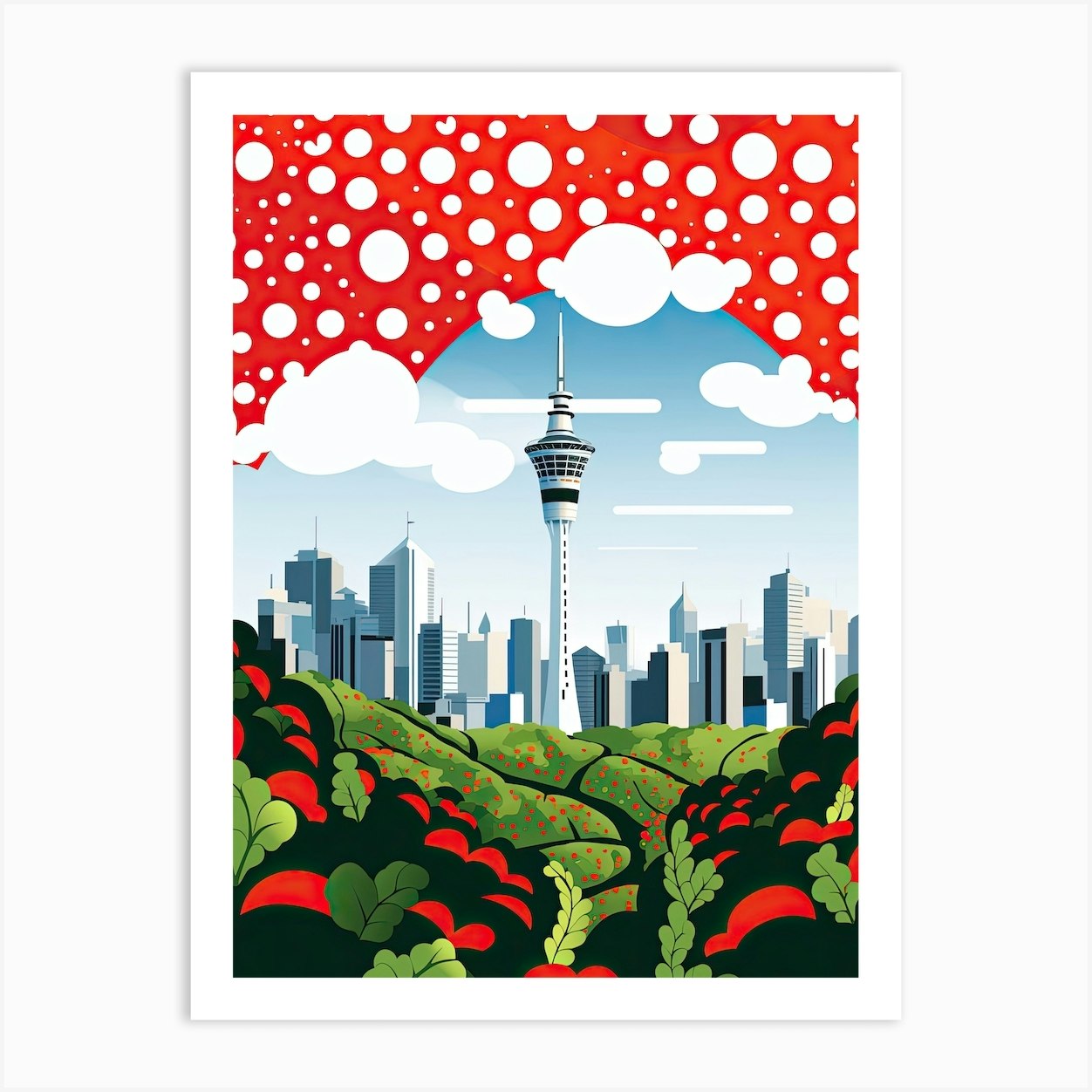 Auckland, Illustration In The Style Of Pop Art 4 Art Print by Travel