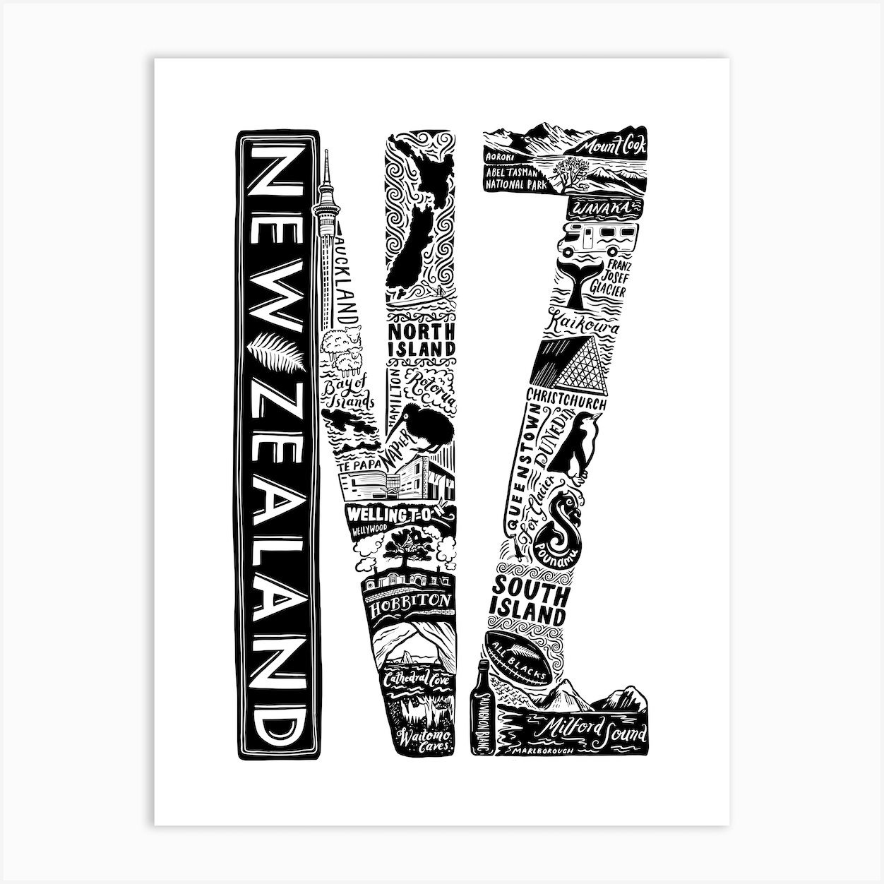New Zealand Art Print by Lucy Loves This Fy