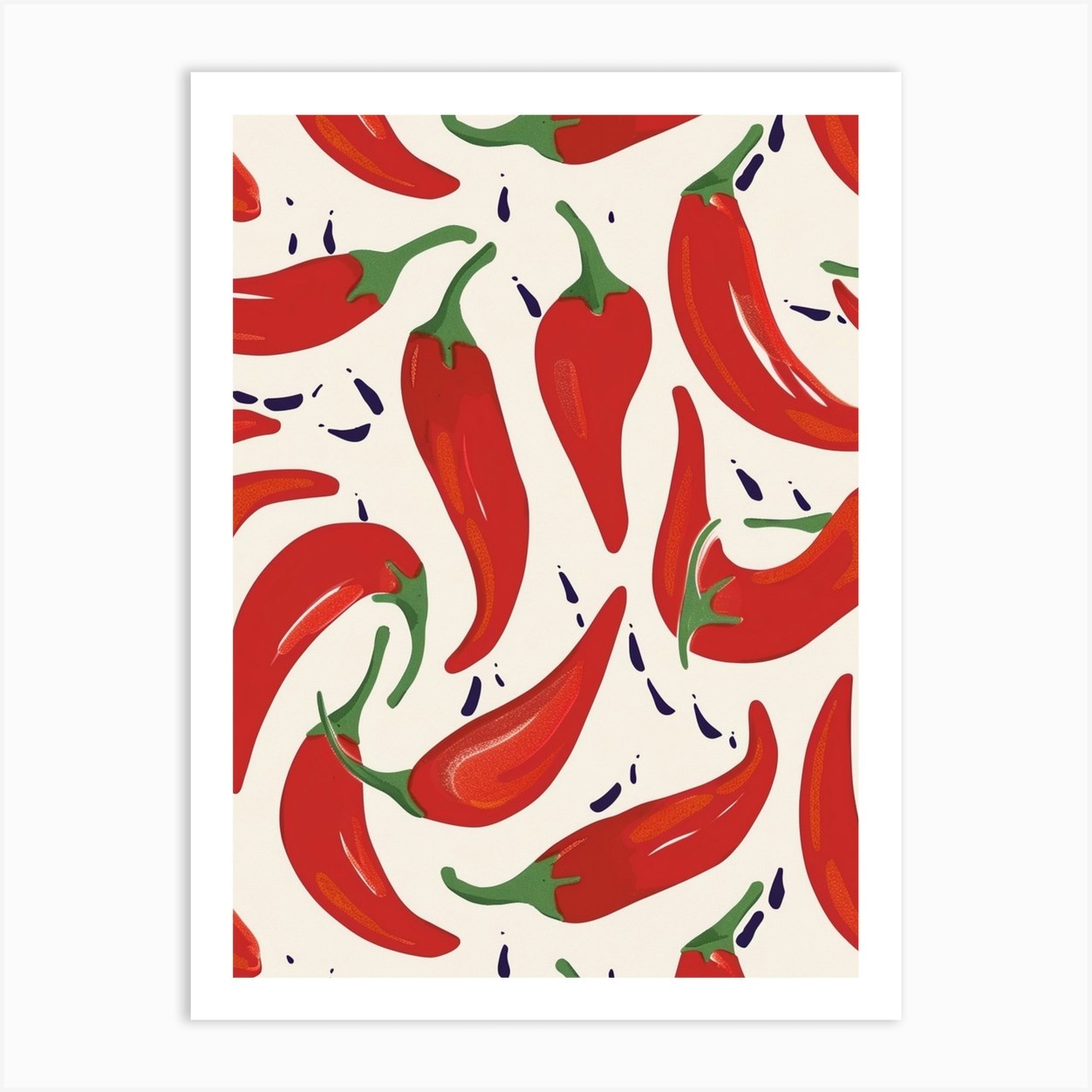 Chilli Pattern Illustration Art Print by Colourful Harvest - Fy