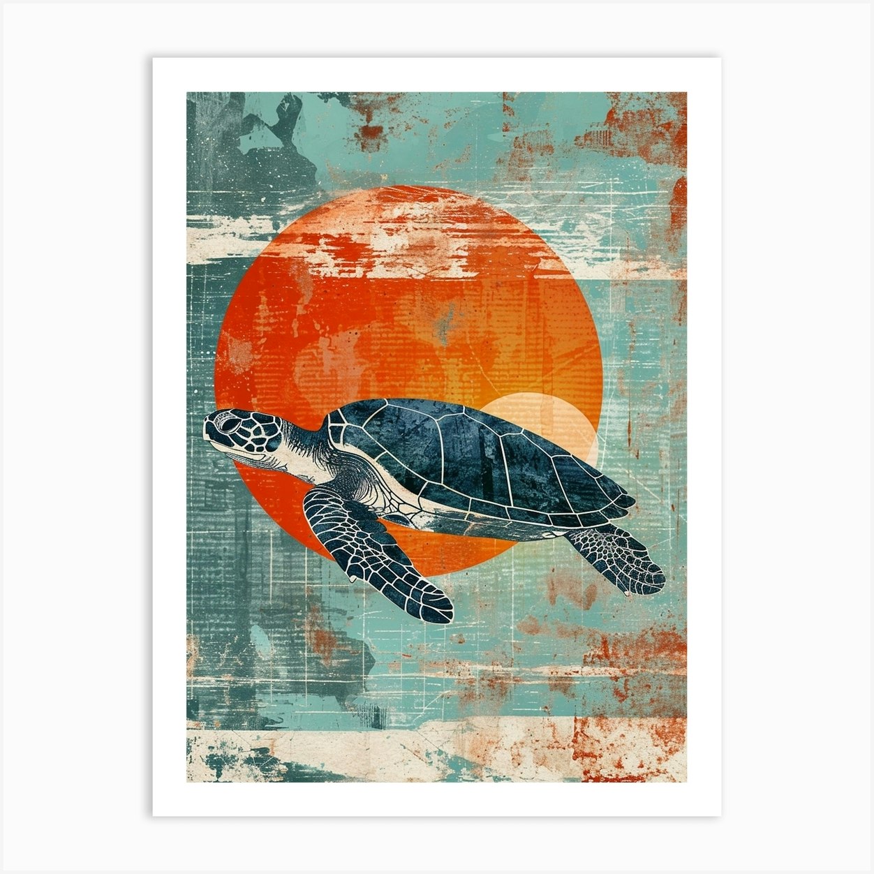 Sea Turtle Collage In The Sunset 4 Art Print By Energy Of The Sea Fy