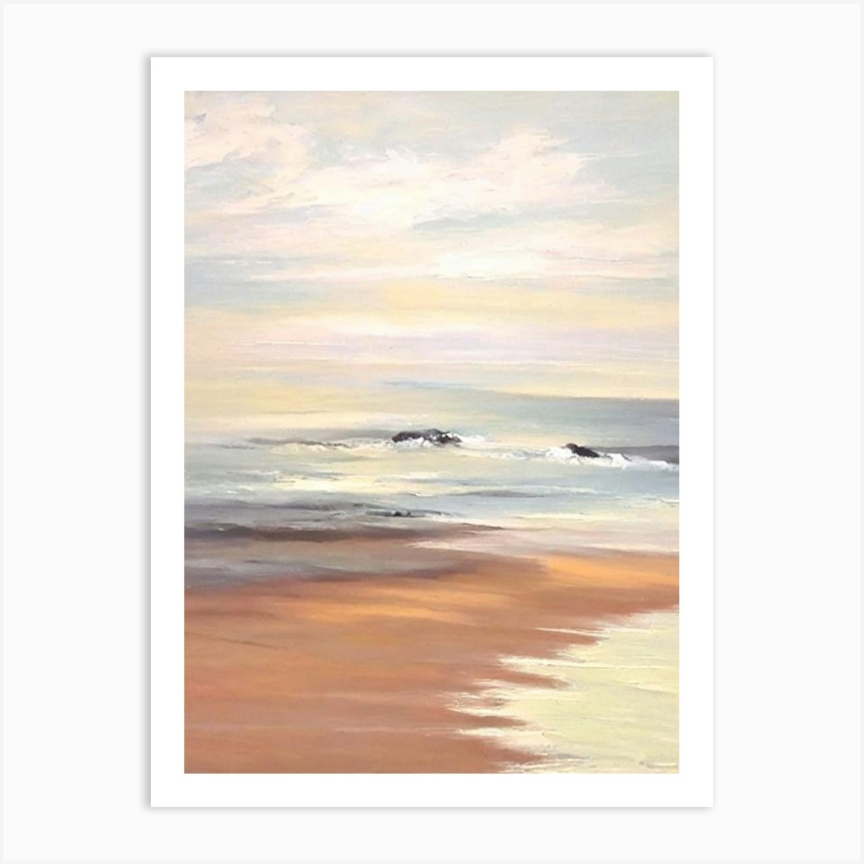 Fistral Beach, Cornwall Neutral 1 Art Print by Sand & Surf Prints Fy