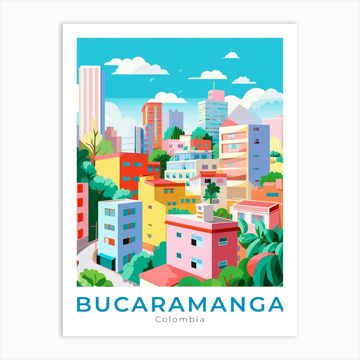 Colombia Bucaramanga Travel Art Print by Anwir - Fy