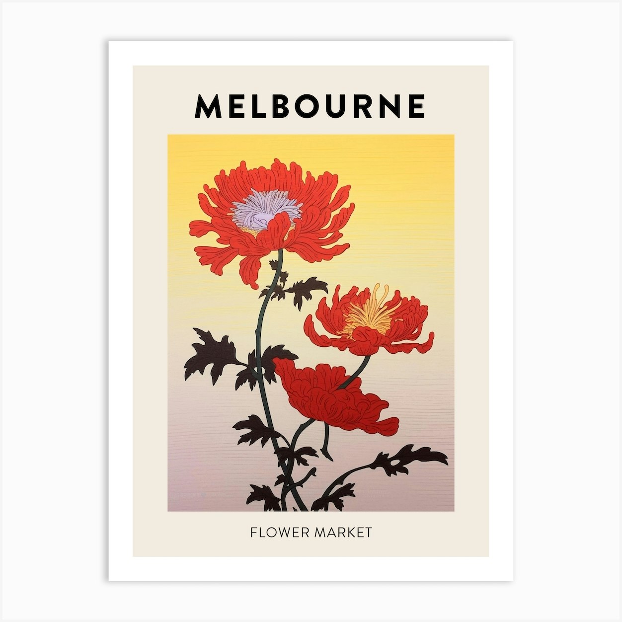 Melbourne Australia Botanical Flower Market Poster Art Print by Botanic