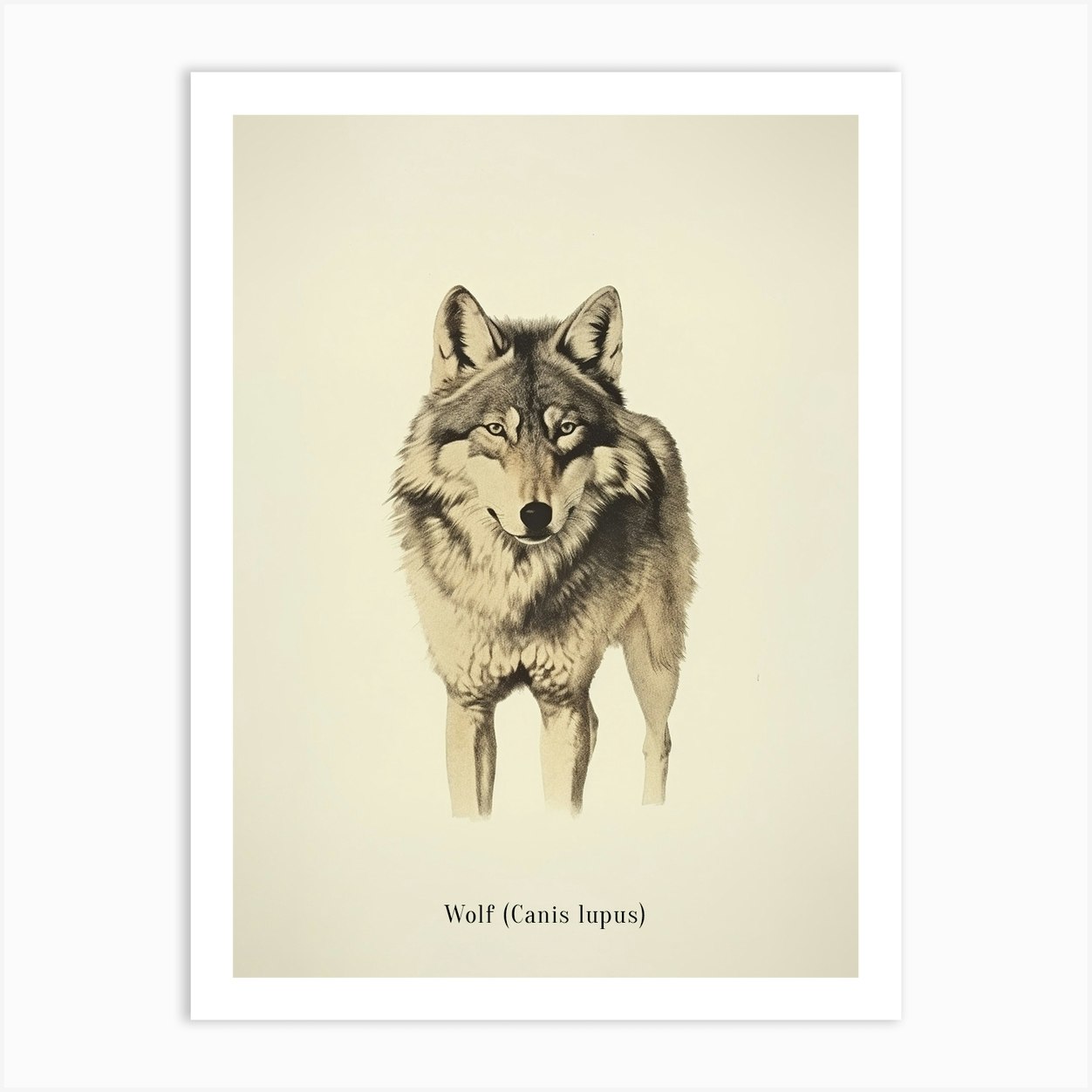 Vintage Wolf Poster Art Print by Autumn Aura Prints - Fy