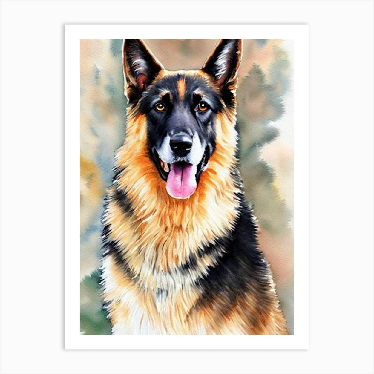 German shepherd watercolor sales painting