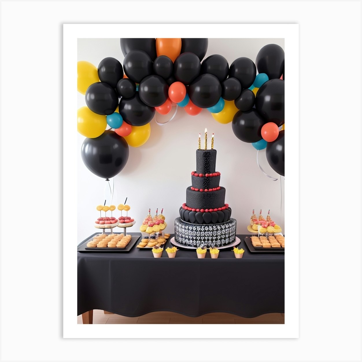 Black And Yellow Birthday Party Art Print by balram giri Fy