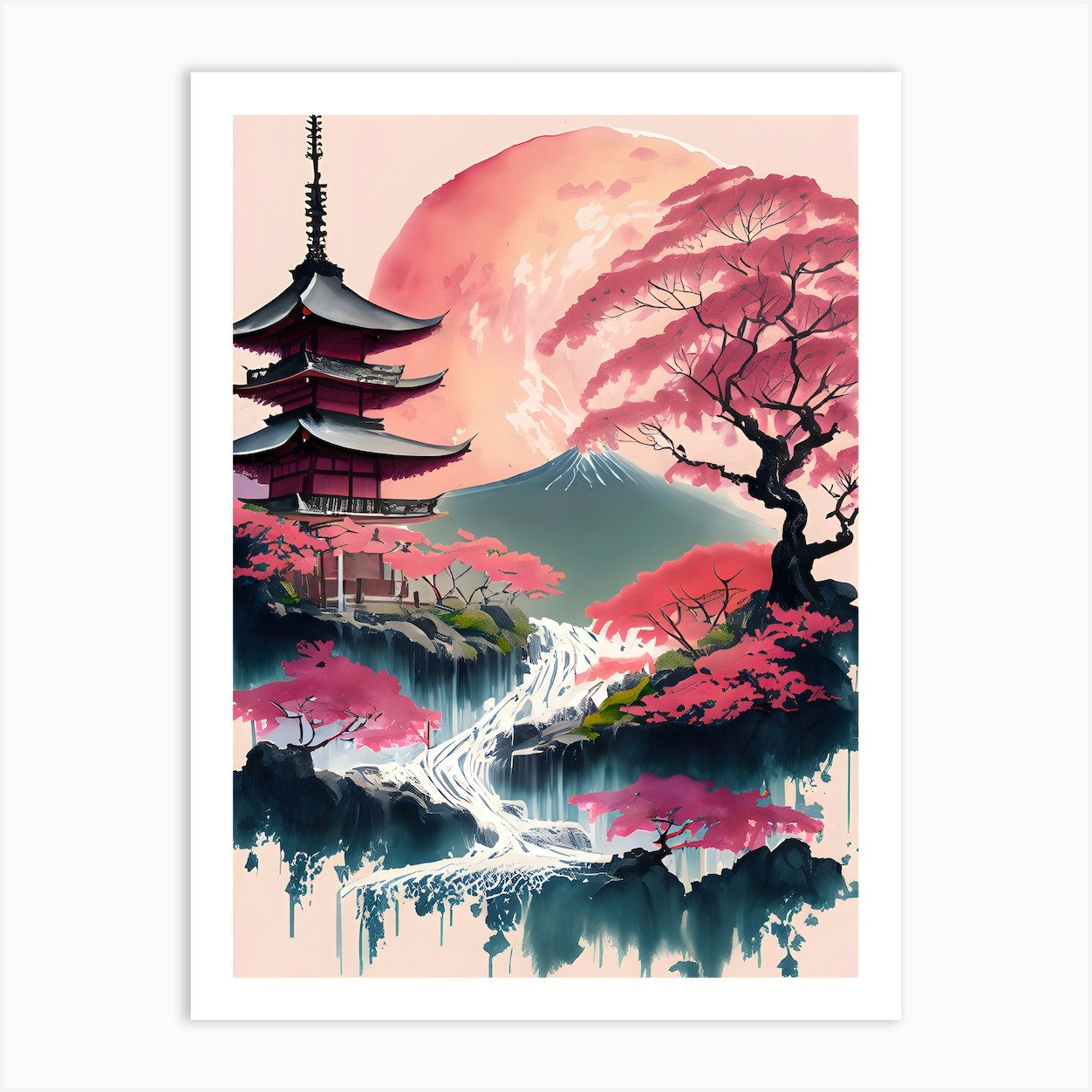 Japanese Landscape Painting (6) Art Print by 1xMerch - Fy