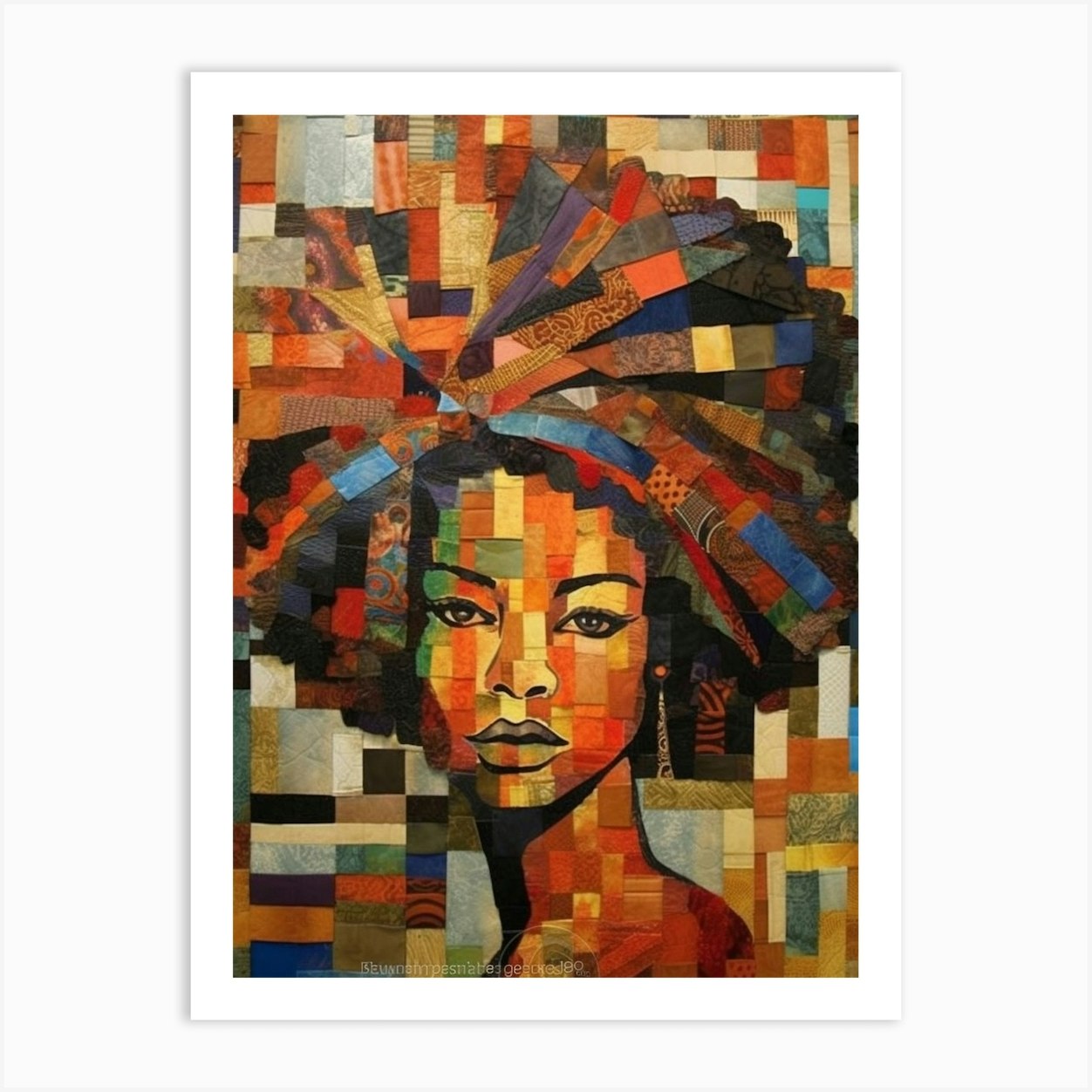 Afro Patchwork Portrait 5 Art Print by AfroFusion - Fy