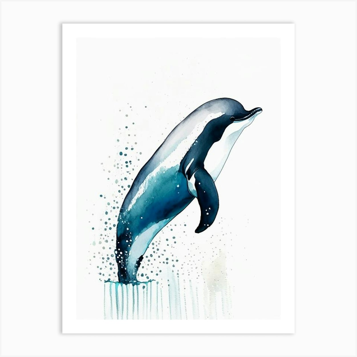 Commerson S Dolphin Minimilist Watercolour (3) Art Print by The Fish ...