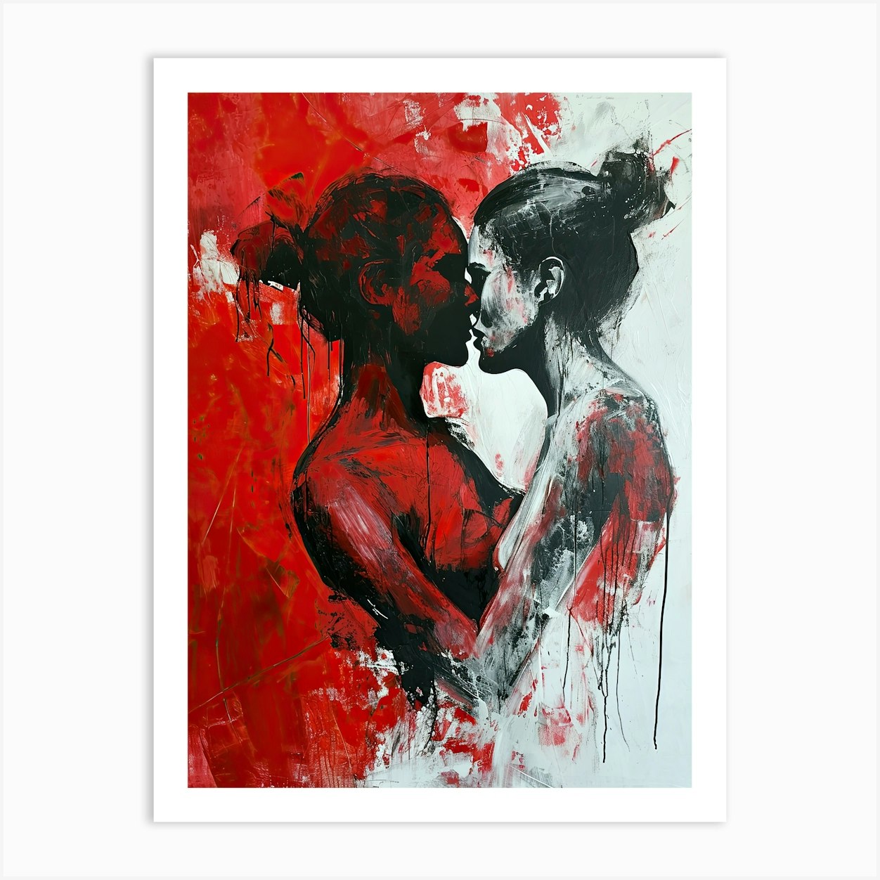 Two Women Kissing, Nude Series Art Print by Art Syndicate Fy