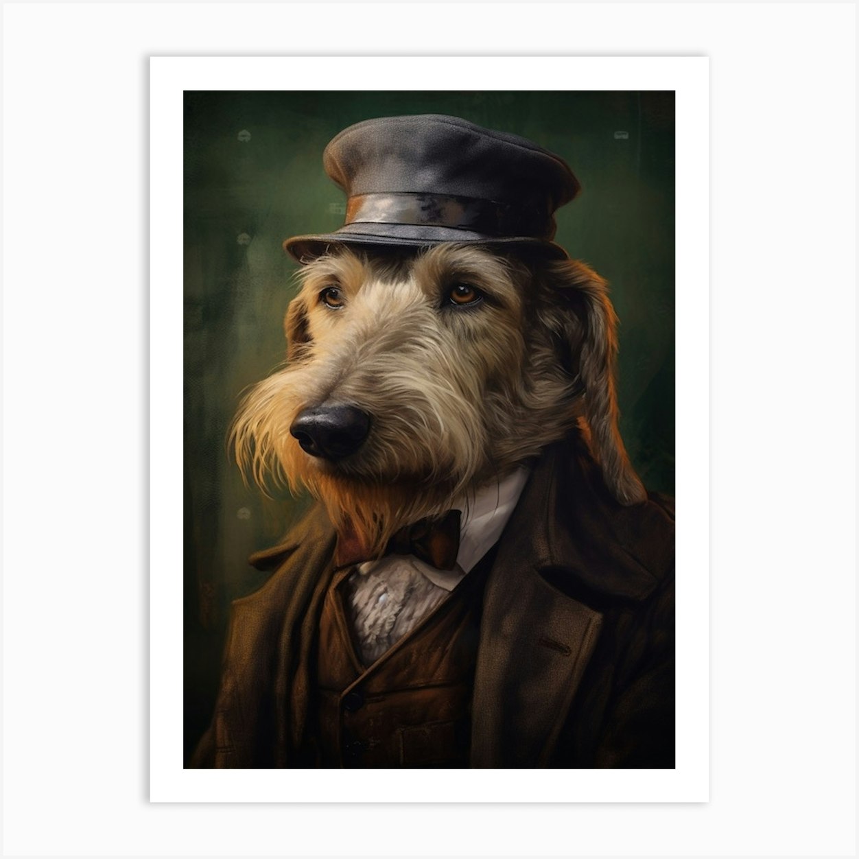 Gangster Dog Irish Wolfhound Art Print by Woof and Whiskers - Fy