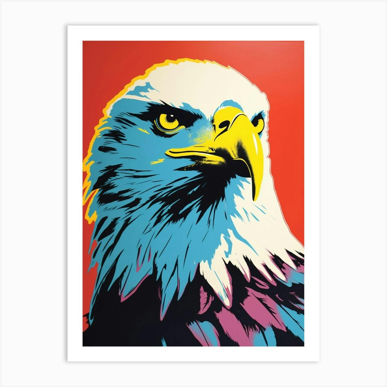 Andy Warhol Style Bird Bald Eagle 3 Art Print by Feathered