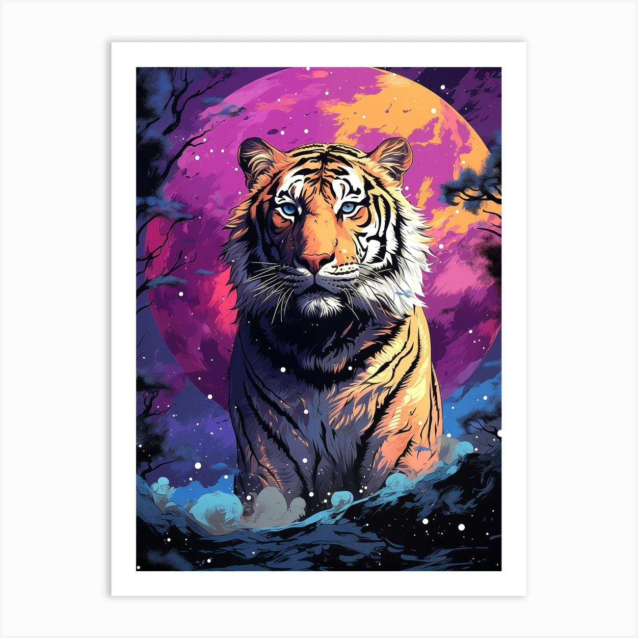 Tiger In The Moonlight 1 Art Print