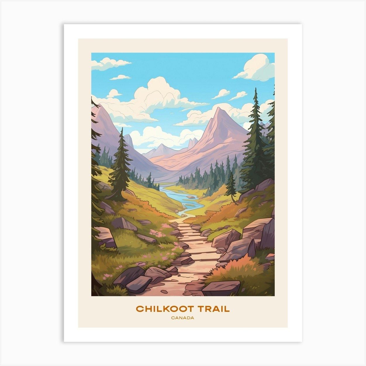 Chilkoot Trail Canada 3 Hike Poster Art Print by WanderWall Prints - Fy