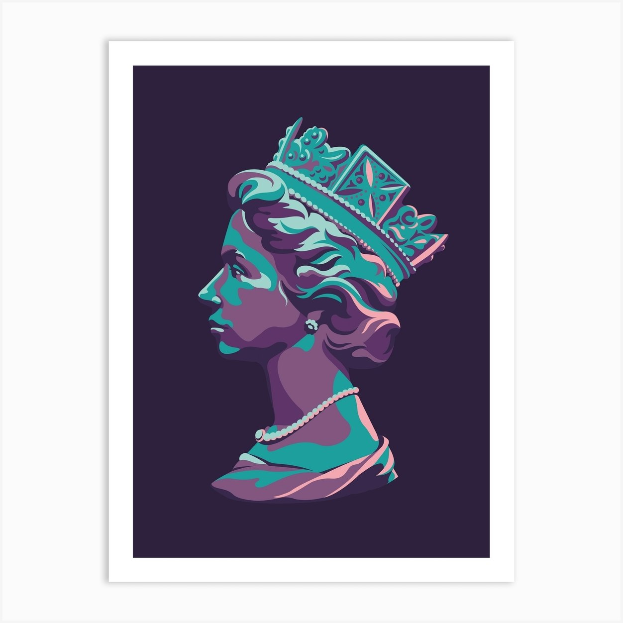 Queen Elizabeth Platinum Jubilee Purple Art Print by Night Jar Society - Fy