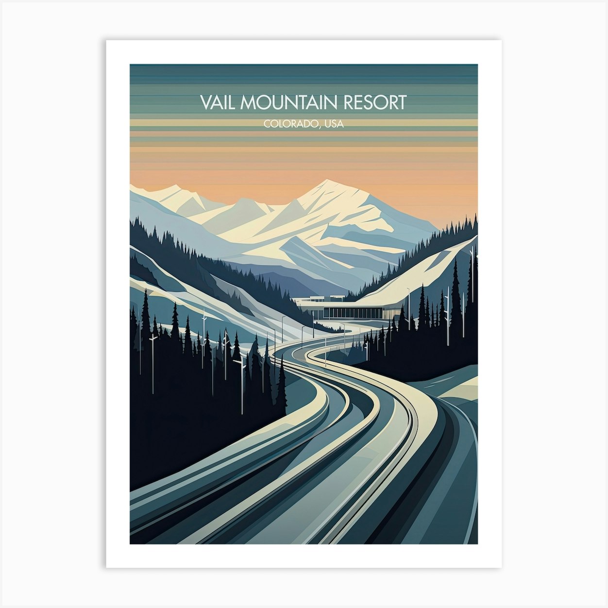 Poster Of Vail Mountain Resort Colorado, Usa, Ski Resort Illustration 1 ...