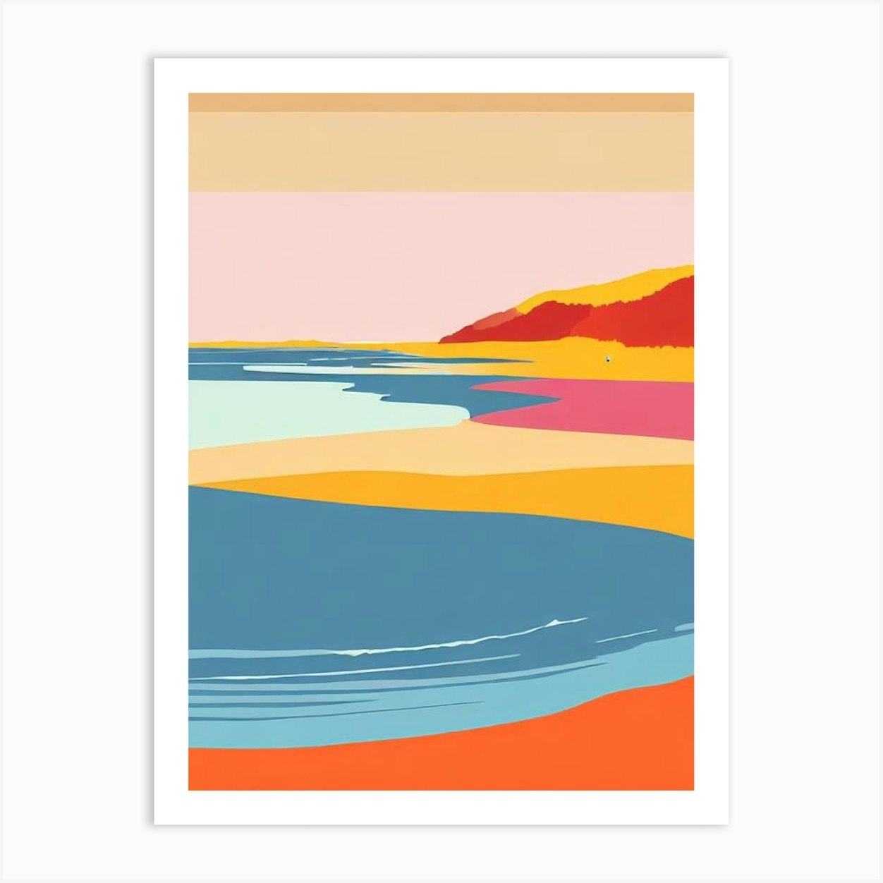 Woolacombe Beach 2 Devon Midcentury Art Print by Seaside Nostalgia - Fy