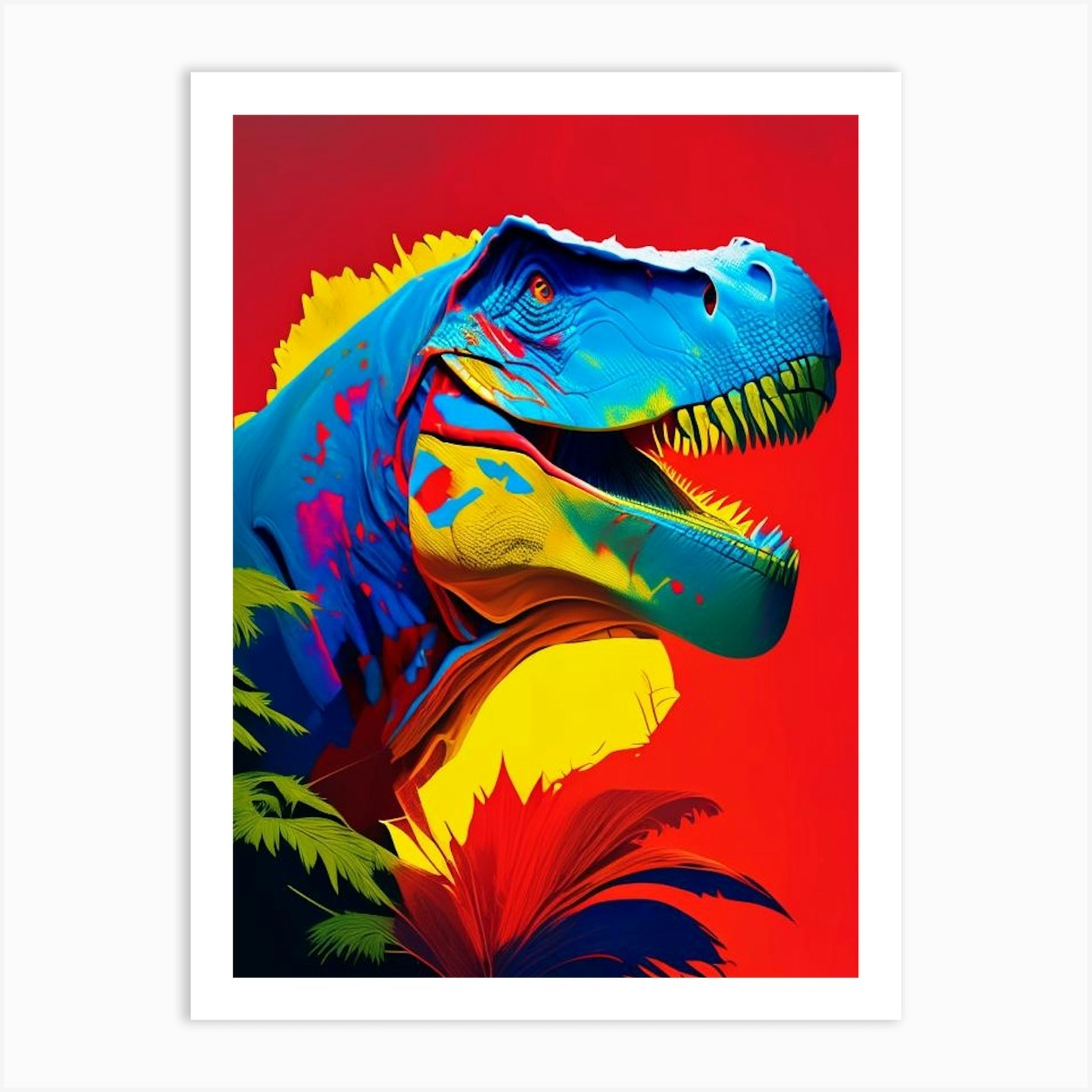 Indominus Rex Primary Colours Dinosaur Art Print by Roarsome Art - Fy