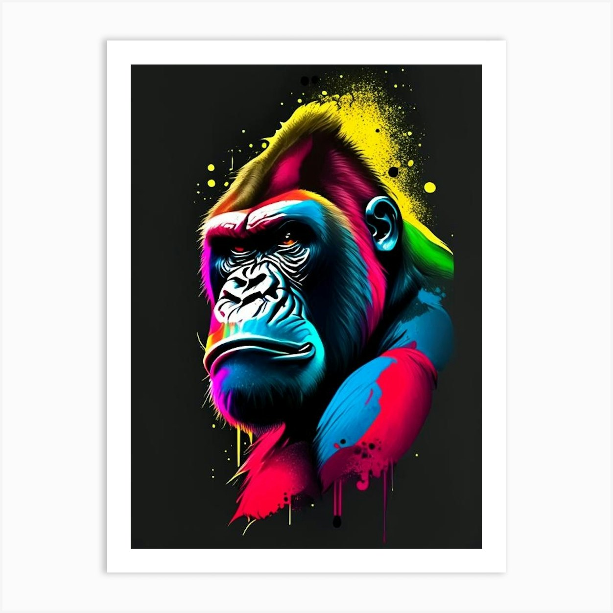 Angry Gorilla Gorillas Tattoo 1 Art Print by Primate Prints - Fy