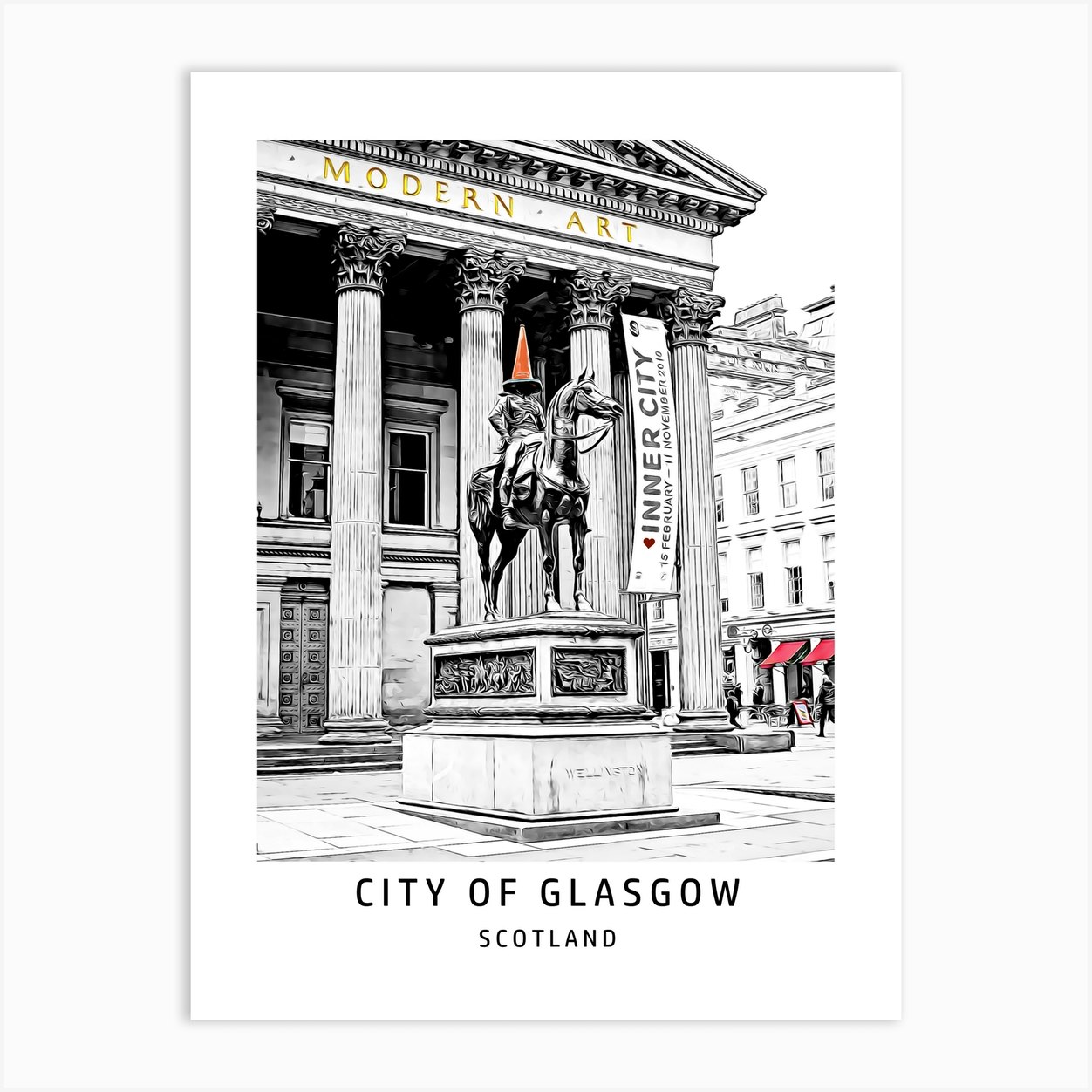 Glasgow Scotland Landmark Duke of Wellington Art Print by Altered ...