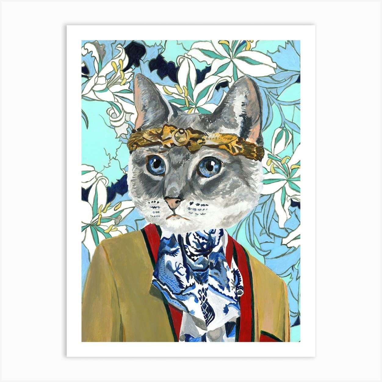 Gray Cat Art Print by Heather Perry - Fy