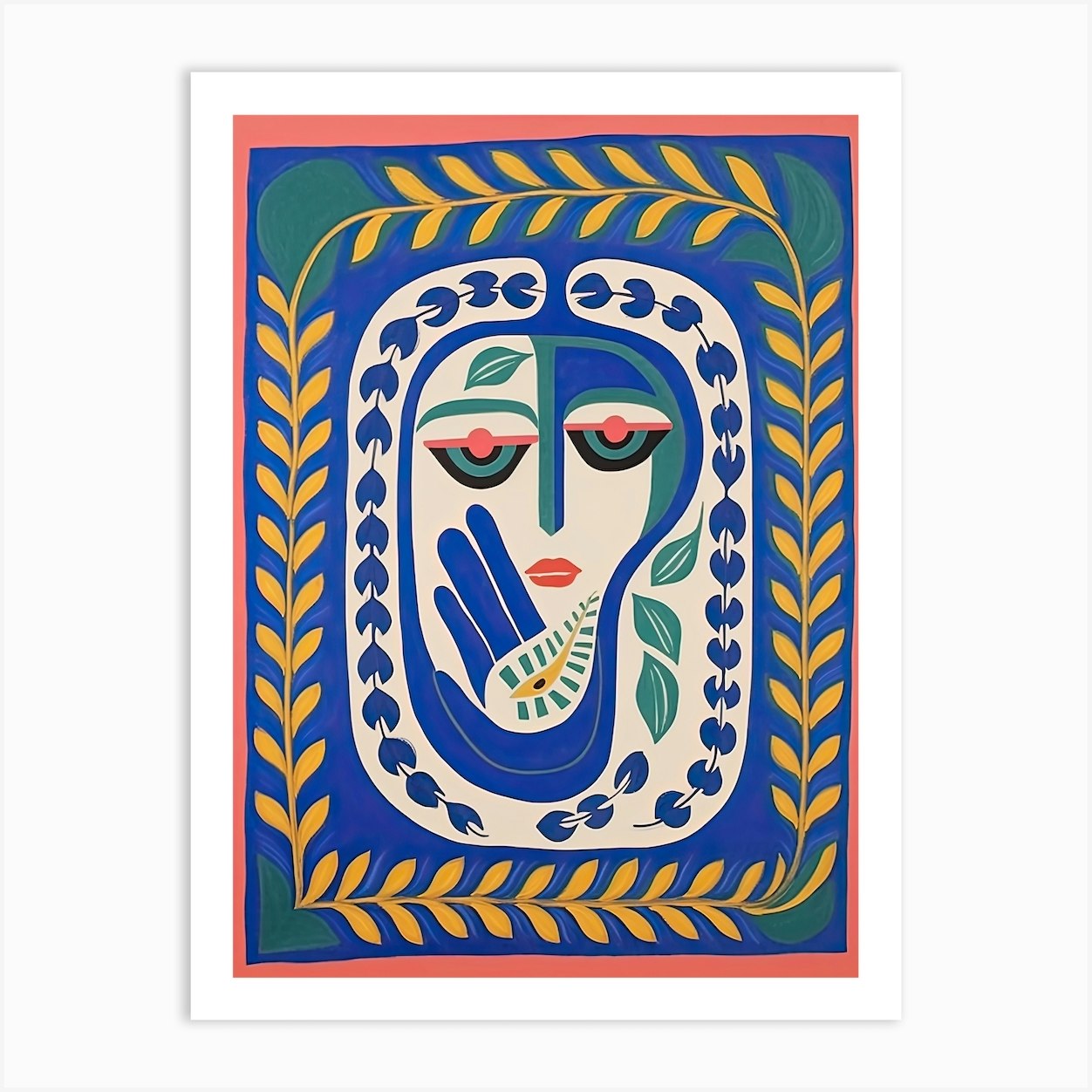 Folk Abstract Face Illustration 4 Art Print By Mambo - Fy