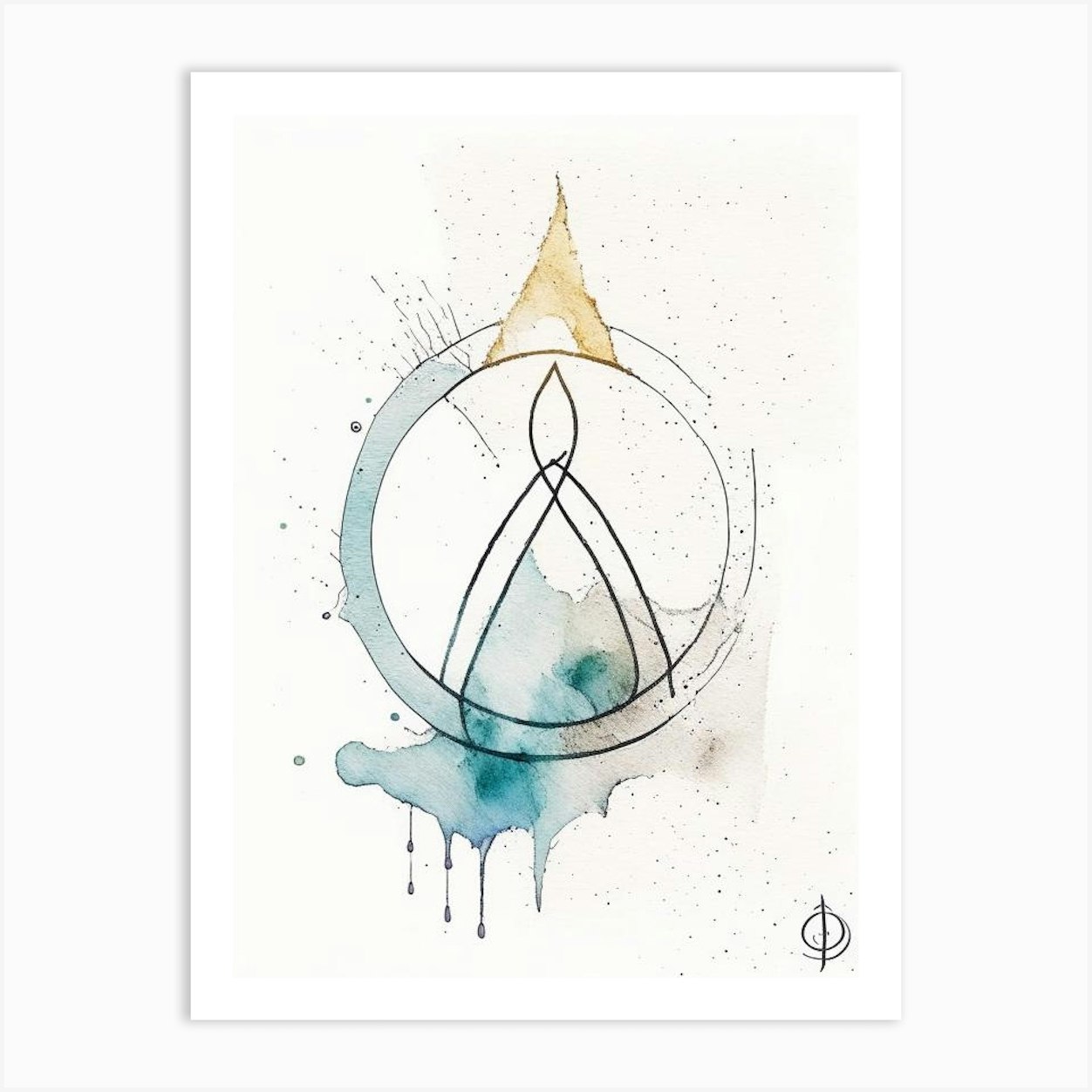 Serenity Prayer Symbol Minimal Watercolour Art Print by Symbolic Expressions Fy