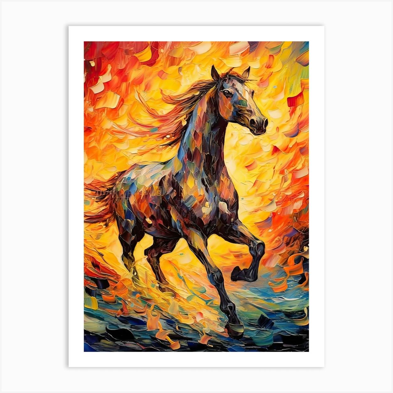 Running Horse Painting On Canvas 2 Art Print by Equine