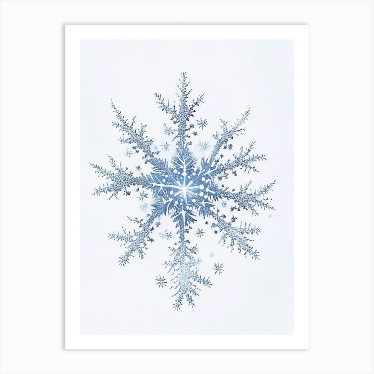 Stellar Dendrites, Snowflakes, Pencil Illustration 2 Art Print by Frost ...