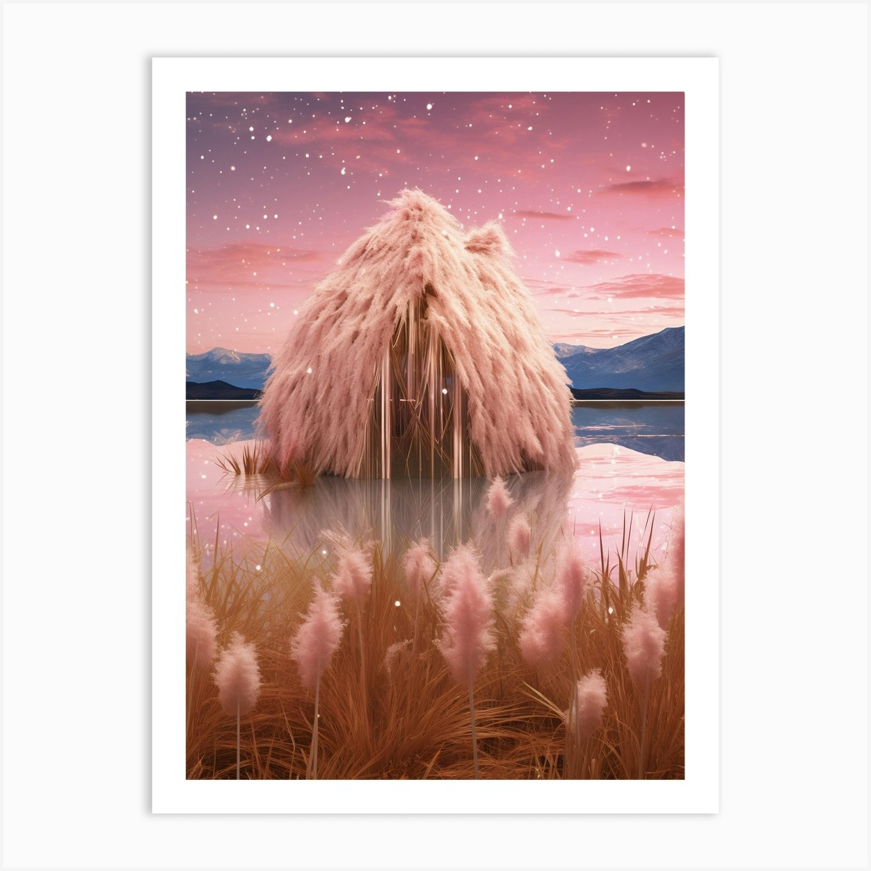 Cosmic yurt in a field - cosmic surrealism 1 Art Print by LXA Designs - Fy