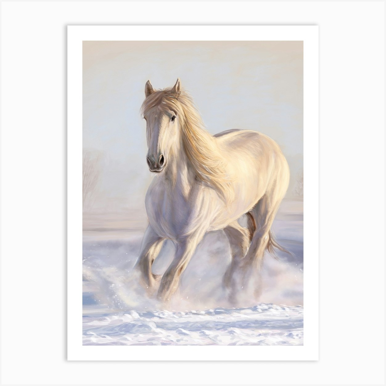 A white horse Art Print by Popova Josephine Fy