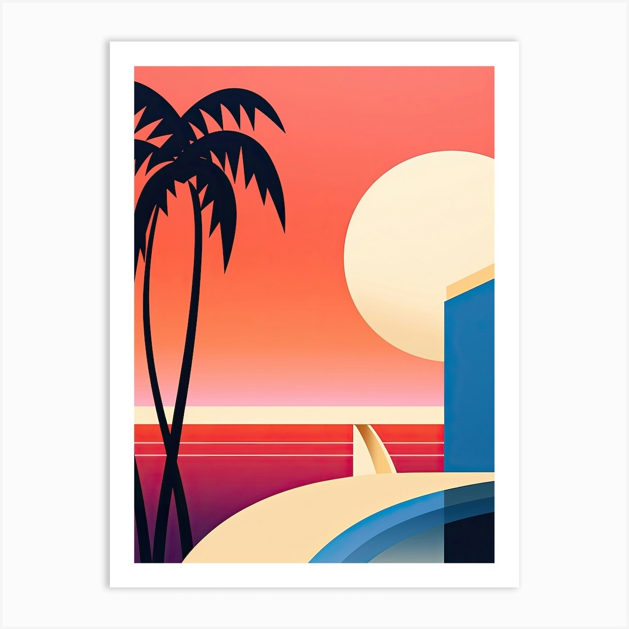 Gold Coast, Australia, Bold Outlines 4 Art Print by Dreamy Seasons Art Fy