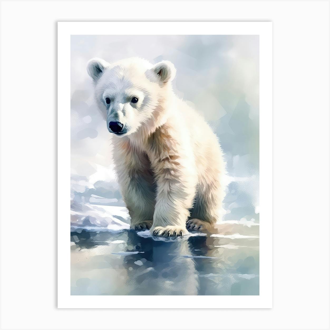 Polar Bear Cub outlet Watercolor Painting