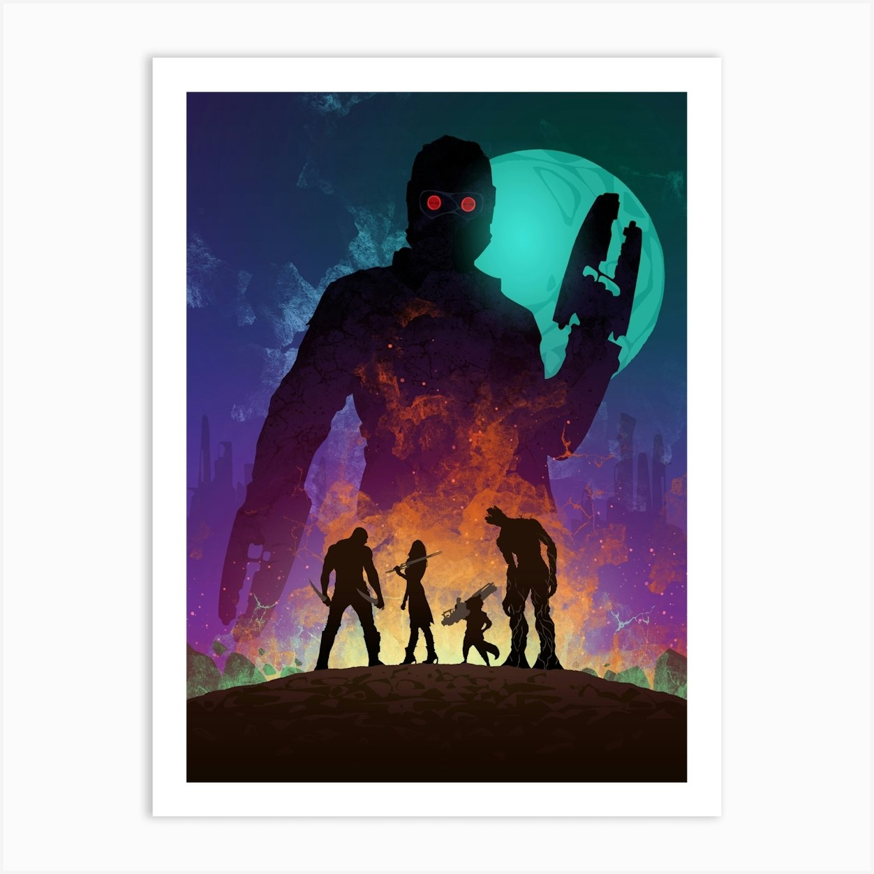 Guardians of The Galaxy silhouette Art Print by Nikita Abakumov - Fy