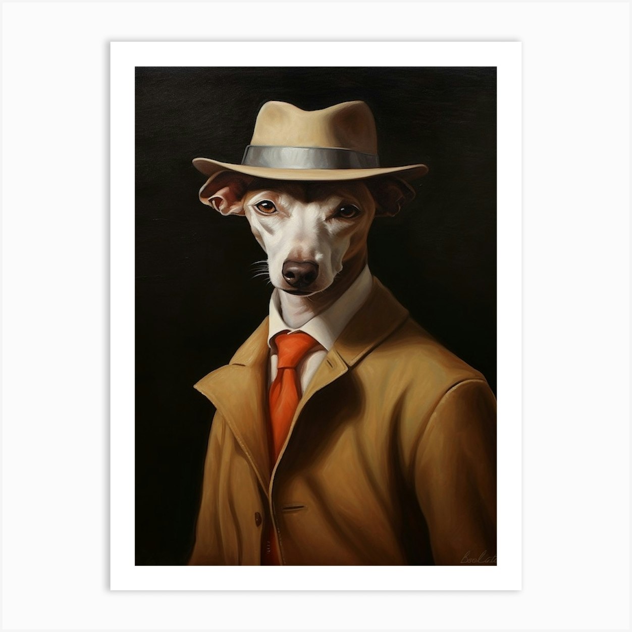 Gangster Dog Italian Greyhound Art Print by Woof and Whiskers - Fy