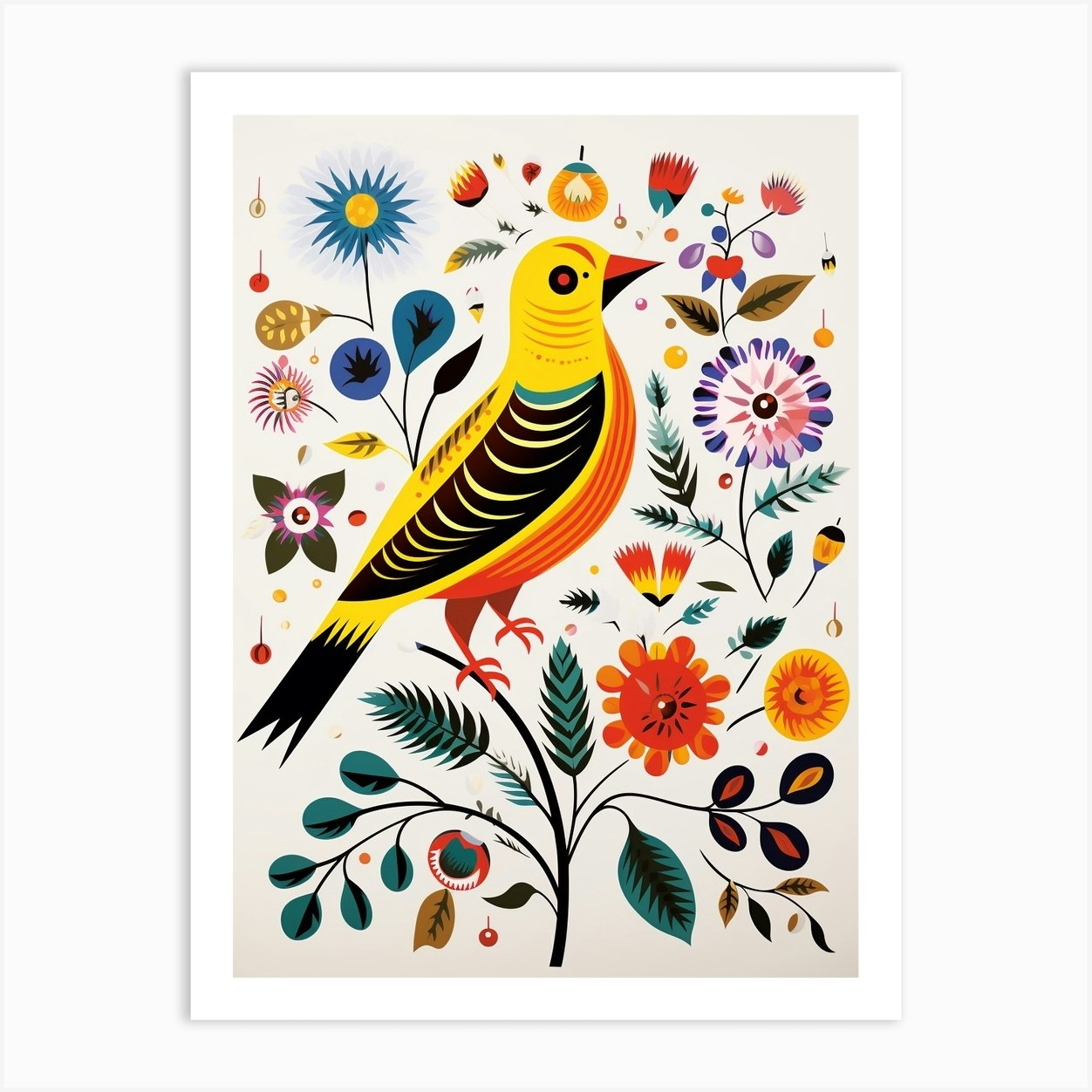 Scandinavian Bird Illustration Yellowhammer 1 Art Print by Feathered ...