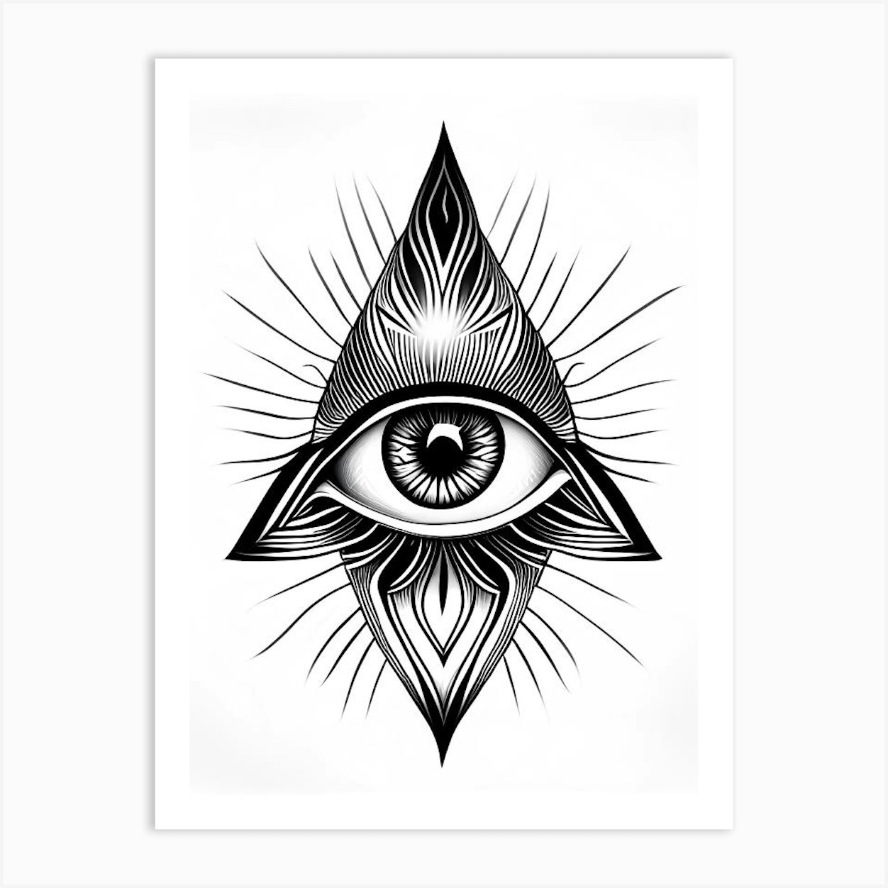 Transcendence, Symbol, Third Eye Simple Black & White Illustration 4 ...