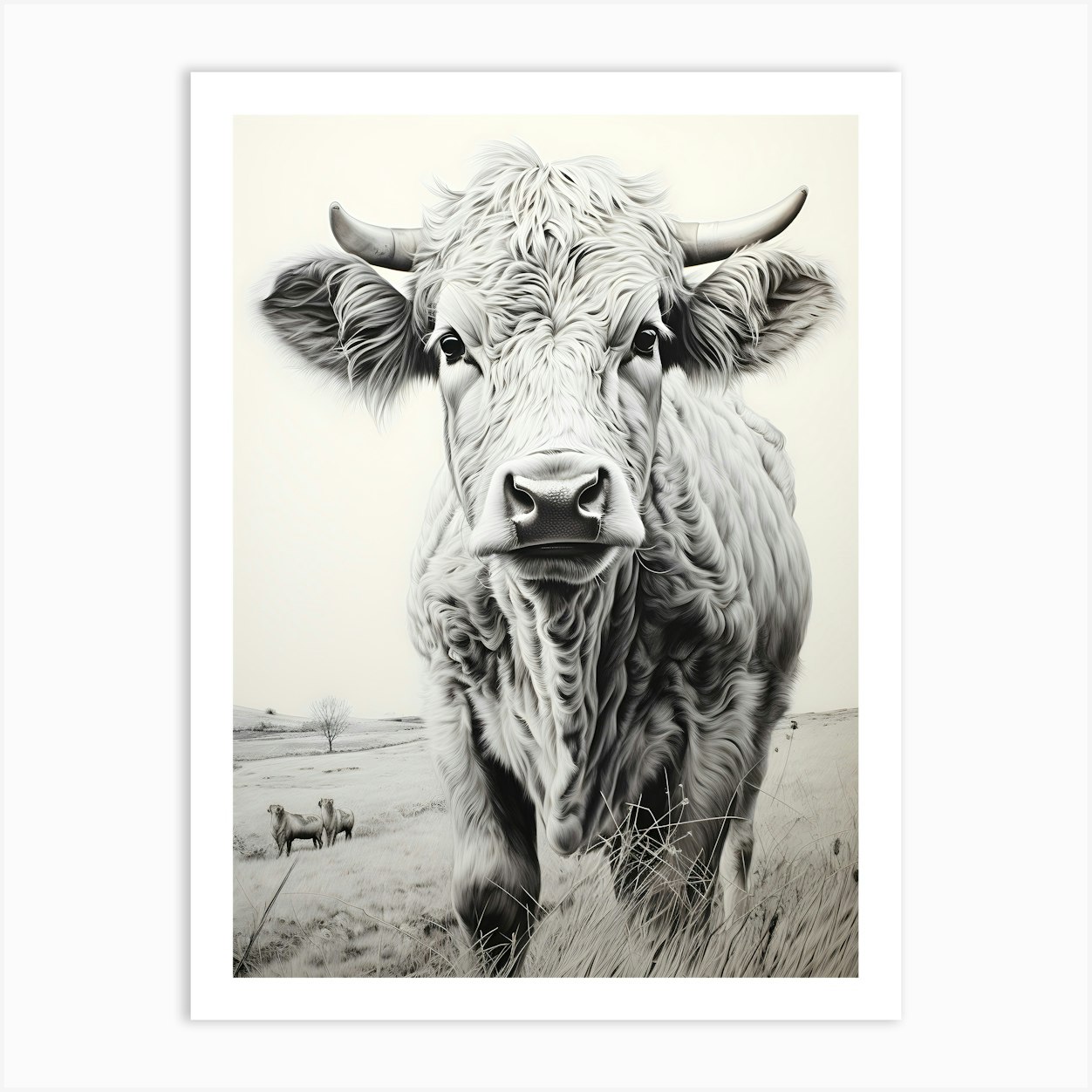 Cowscape Watercolor Serenity Art Print by GutyzDesign - Fy