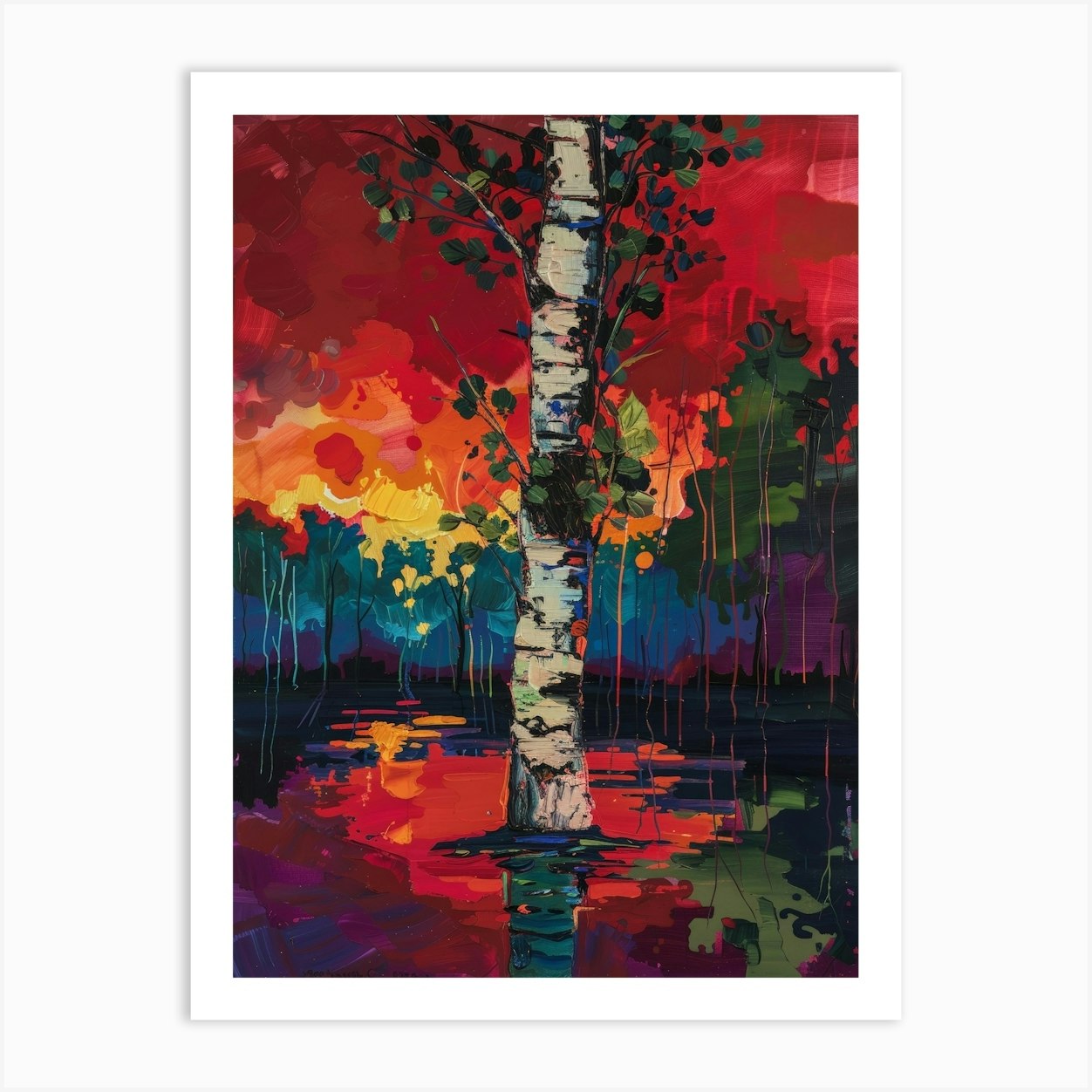 Sunset Birch Tree Art Print By Anhphamkd93 Fy 6586