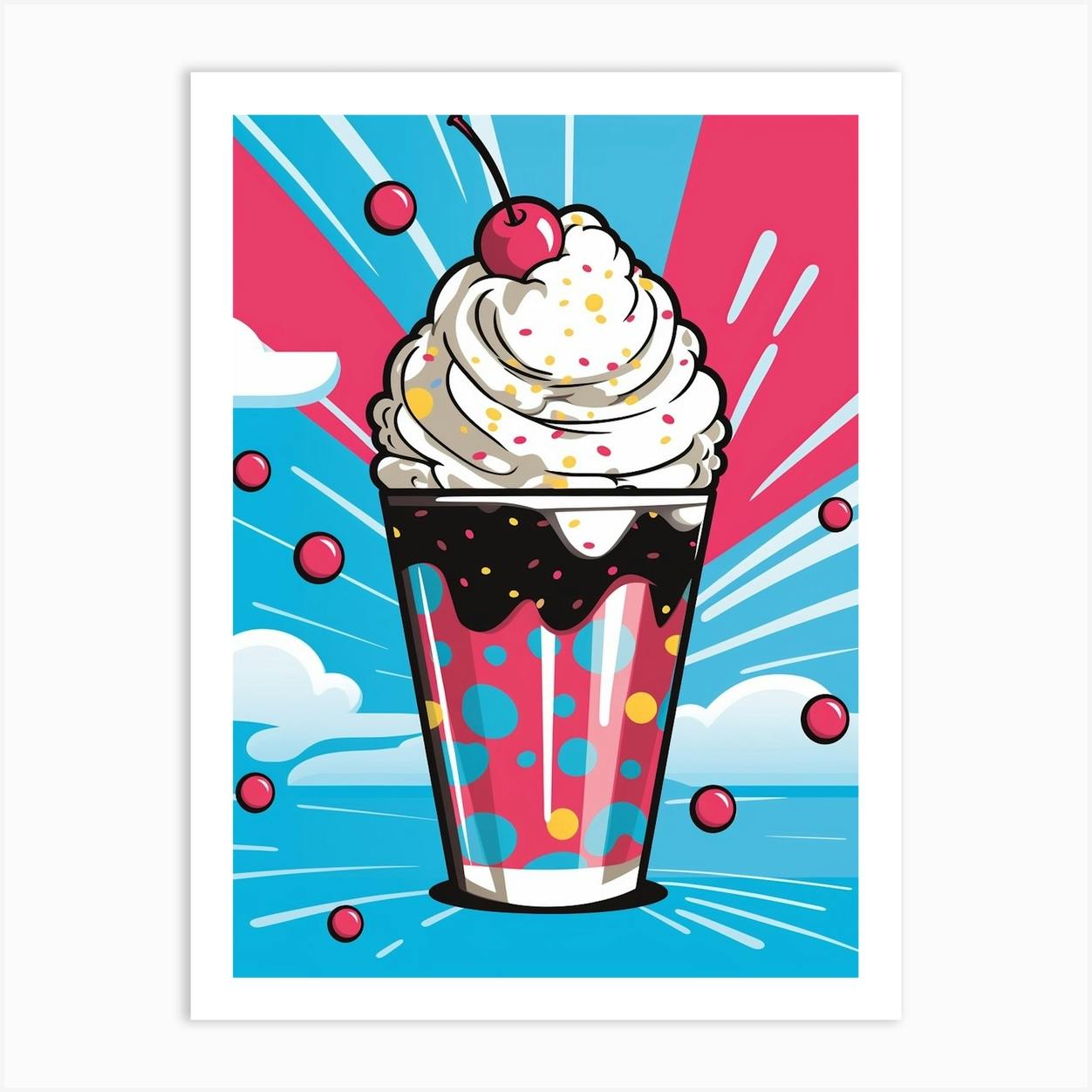 Pop Art Ice Cream Sunday Polka Dots 1 Poster von PopArt Pals Fy