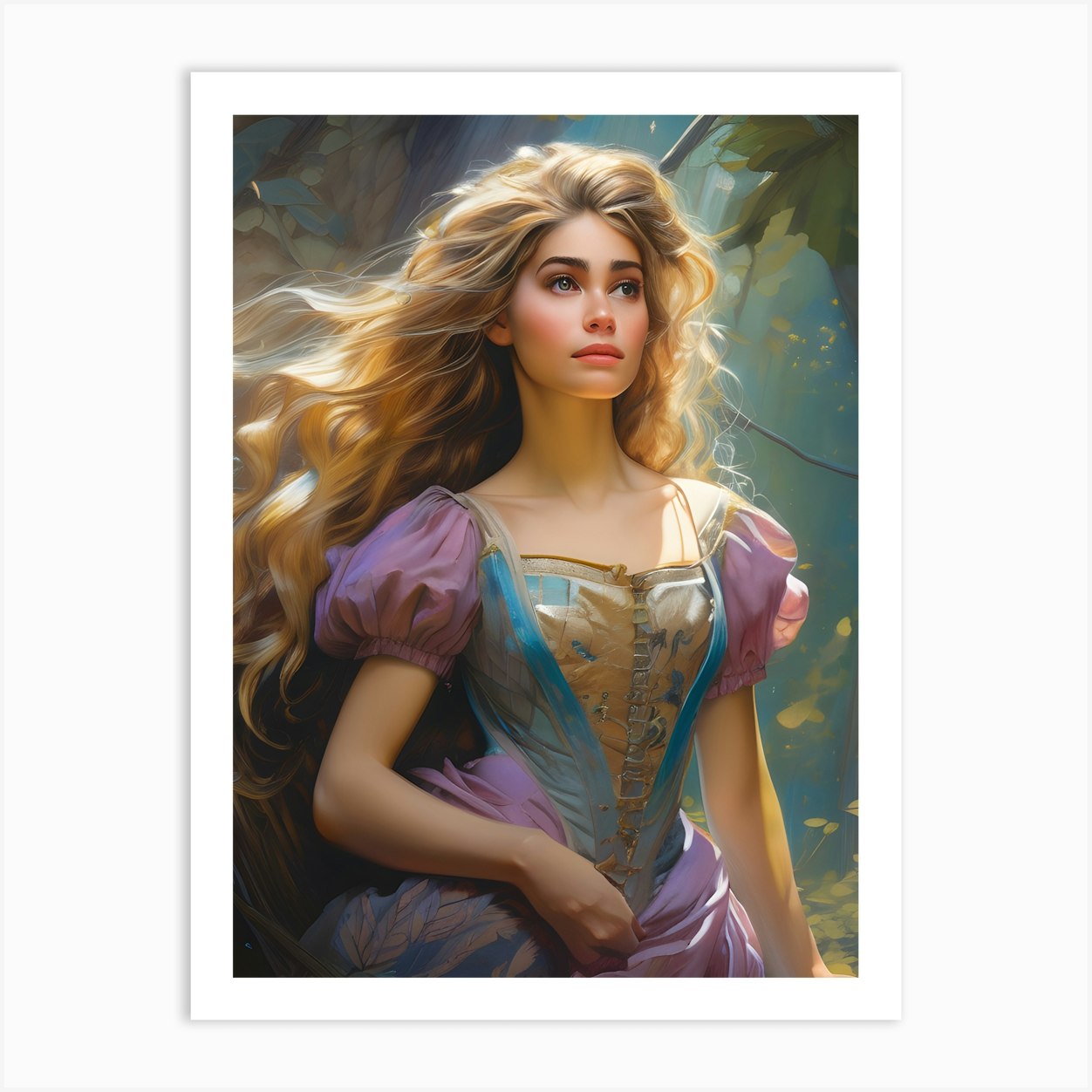 Beauty Princess Rapunzel Oil Painting Fan Art Poster 3 Art Print by The ...