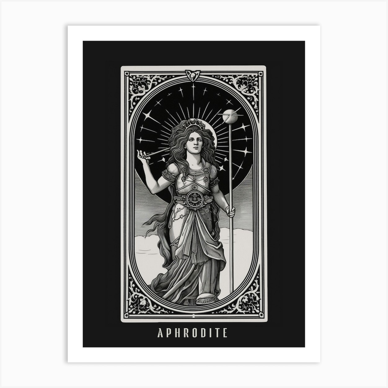 Aphrodite Tarot Card Bandw 3 Art Print By New Romantics Fy 
