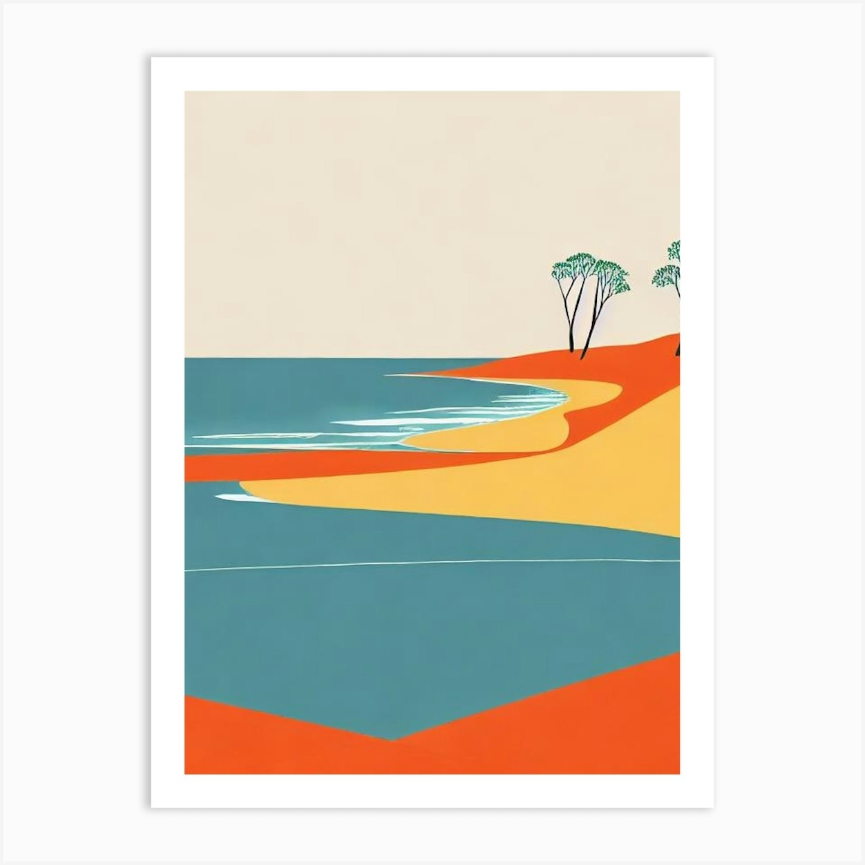 Casuarina Beach Australia Midcentury Art Print by Seaside Nostalgia - Fy