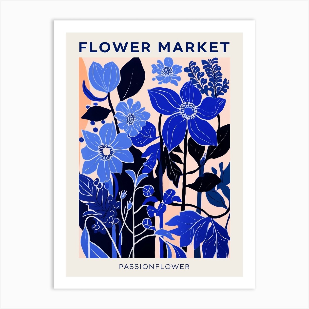 Blue Flower Market Poster Passionflower Market Poster 3 Art Print By 