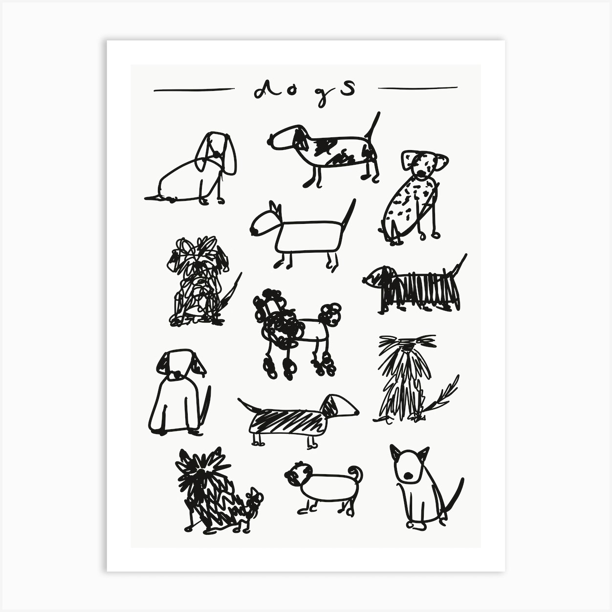 Dogs Sketch Art Print by Natalie Cass Art Fy