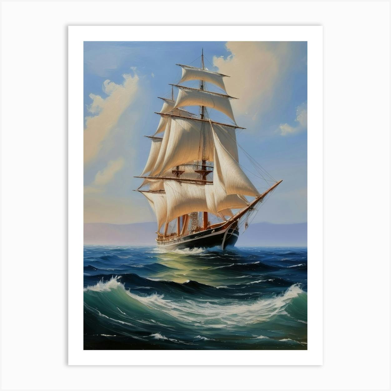 ETTER STORM | Giclée Fine Art Print from original oil painting Seascape Poster, Ship Photo, Seascape Print, hot Ship Decor, Seascape Decoration