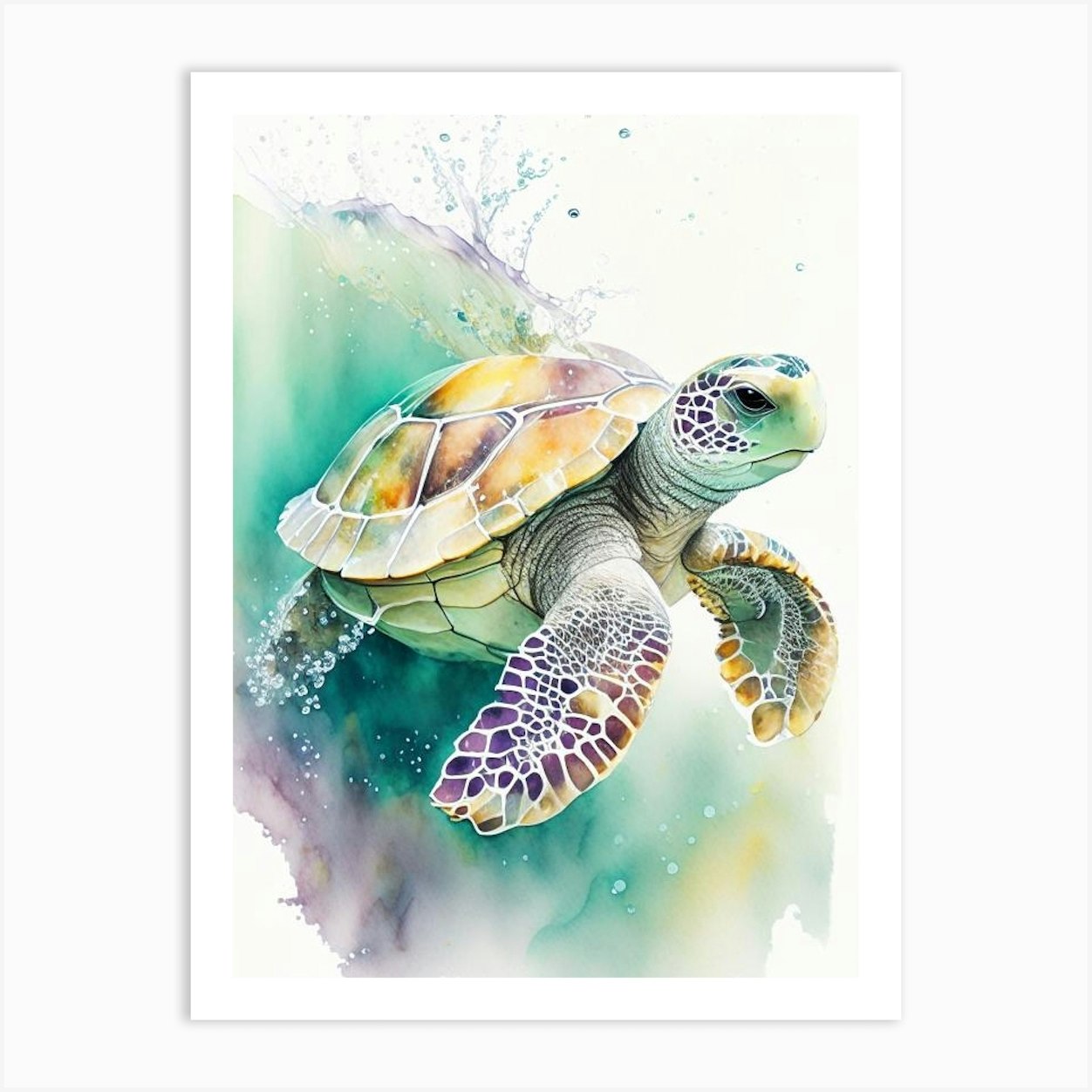 Conservation Sea Turtle, Sea Turtle Storybook Watercolours 1 Art Print ...