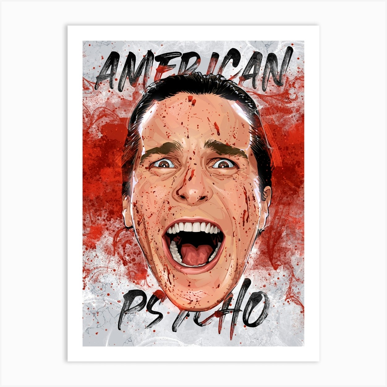 American Psycho Scream with title Art Print by Nikita Abakumov - Fy