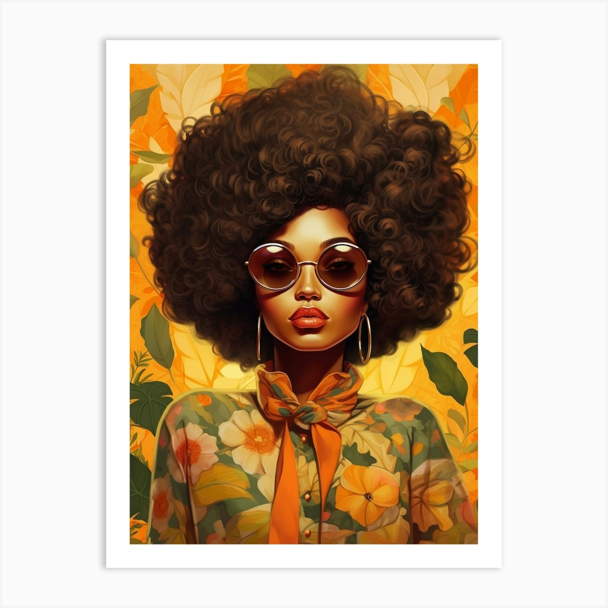 Afro Fashionista Retro Illustration 3 Art Print by AfroFusion - Fy