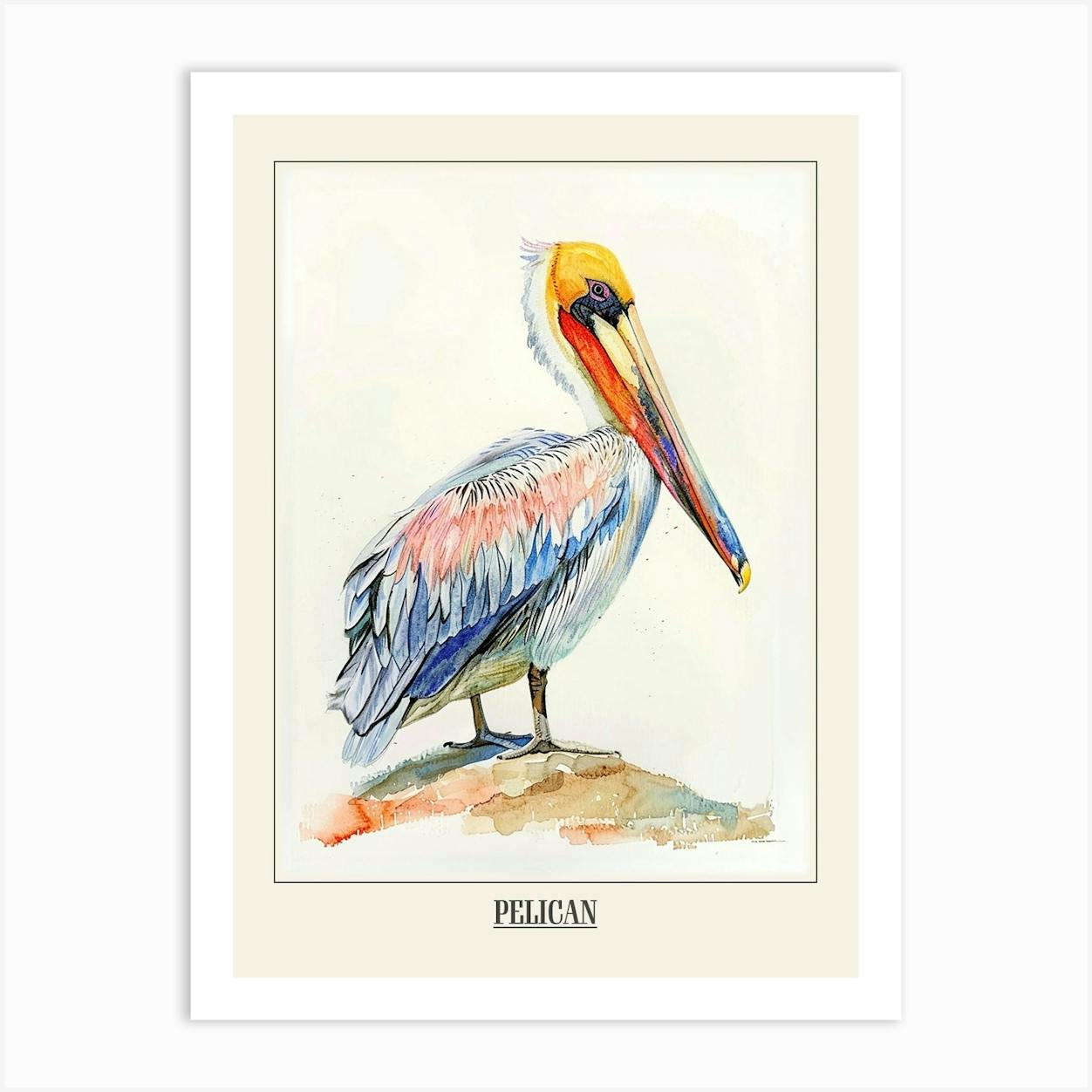 ARTCANVAS Pelican On The Sea Beach Canvas shops Art Print